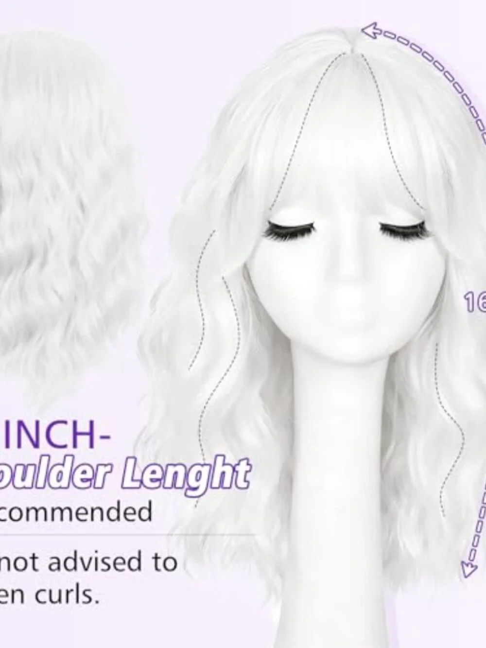 White Wig with Bangs -Short Wavy Wigs for Women Synthetic Funny Women Wigs